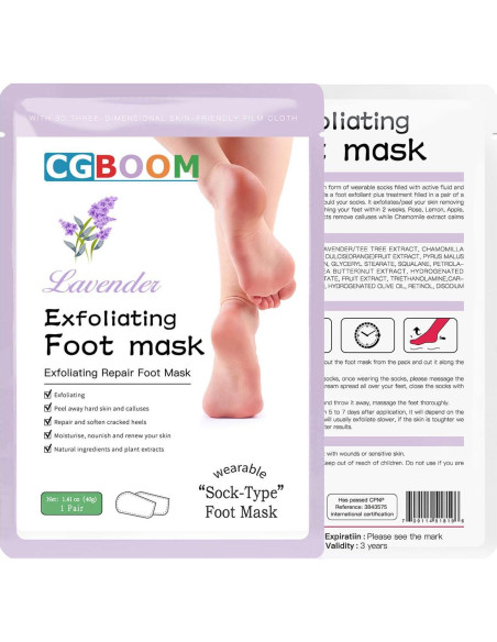 Mascarilla Exfoliante para Pies CGBOOM - 5 Unidades, Suaviza Piel Seca