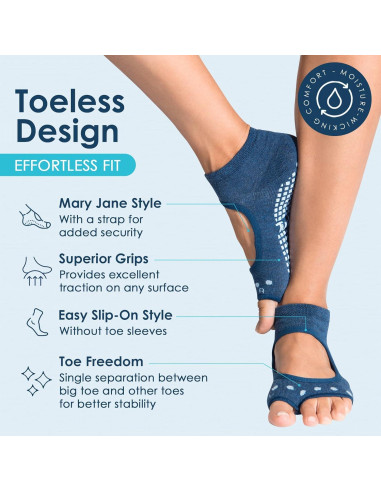 Calcetines Antideslizantes Tucketts Sin Dedos para Mujeres 6-13