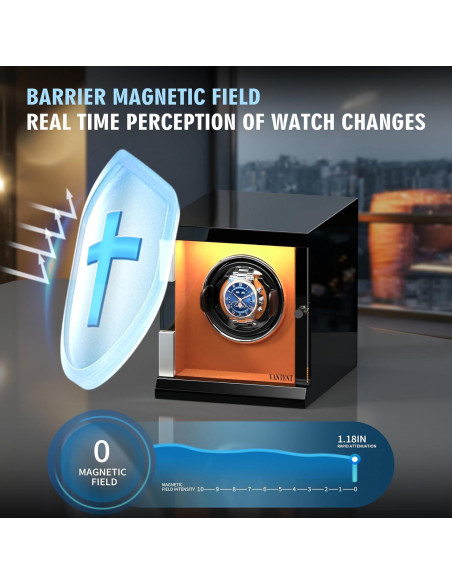 Enrollador de Reloj Automático VANTENT Negro con USB Tipo-C