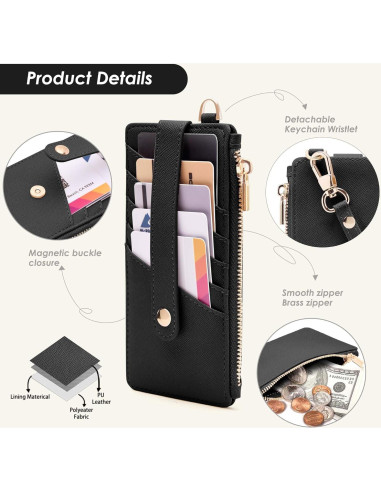 Cartera delgada M-Plateau para Mujeres con bloqueo RFID - Negro