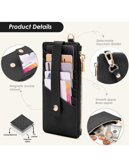 Cartera delgada M-Plateau para Mujeres con bloqueo RFID - Negro