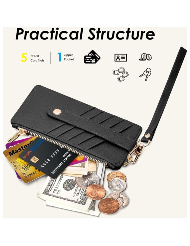 Cartera delgada M-Plateau para Mujeres con bloqueo RFID - Negro