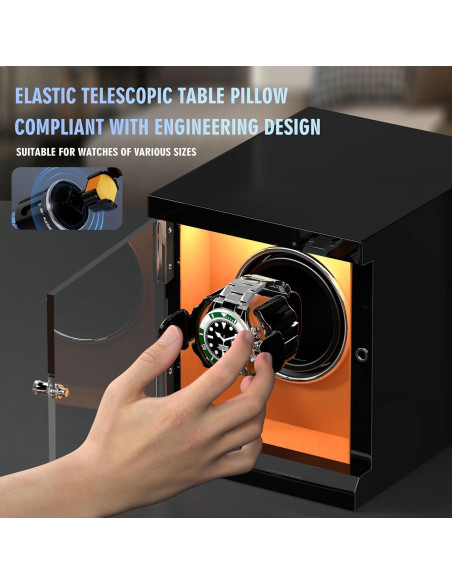 Enrollador de Reloj Automático VANTENT Negro con USB Tipo-C