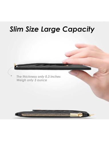 Cartera delgada M-Plateau para Mujeres con bloqueo RFID - Negro