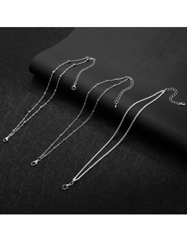 Juego de 3 Pulseras de Tobillo Plata Esterlina Ajustables