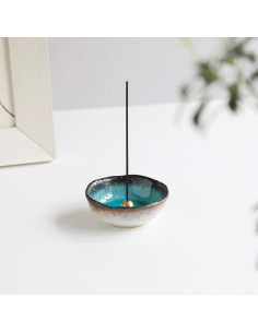 Soporte de Incienso Mini Asayu Japón Cerámica Azul 83mm 2