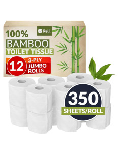 Papel Higiénico de Bambú Reli 3 Capas Jumbo 12 Rollos 350 Hojas
