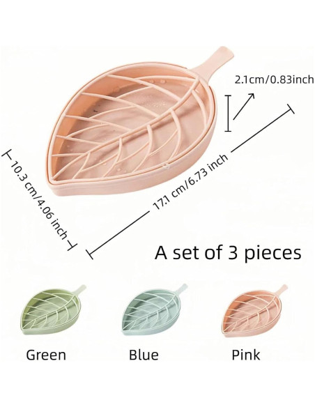 Juego de 3 Platos de Jabón Hoja Chinshwehaw - Drenaje Rápido