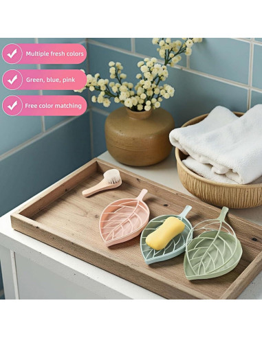 Juego de 3 Platos de Jabón Hoja Chinshwehaw - Drenaje Rápido