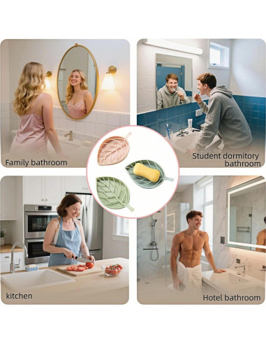 Juego de 3 Platos de Jabón Hoja Chinshwehaw - Drenaje Rápido