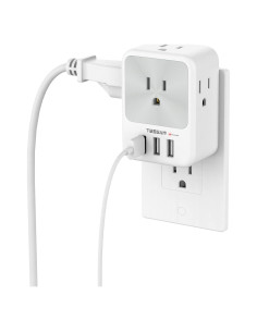 Divisor de Enchufe Múltiple TESSAN 4 Puertos CA y 3 USB