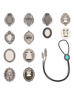 NBEADS 6 Pcs Hebillas de Corbata Bolo Plata Antigua 0.79-3.91 cm