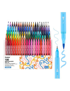 Juego de 100 Marcadores de Dibujo Grabie Doble Punta Multicolor