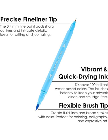 Juego de 100 Marcadores de Dibujo Grabie Doble Punta Multicolor