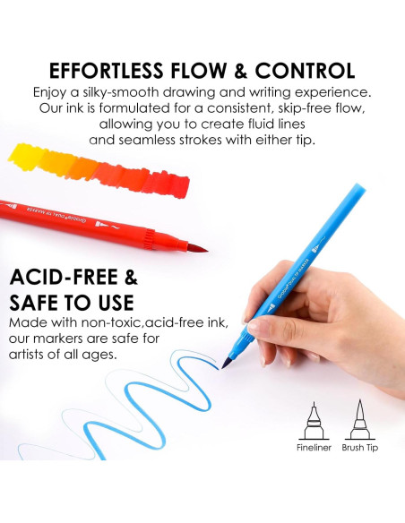 Juego de 100 Marcadores de Dibujo Grabie Doble Punta Multicolor