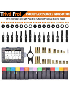 Kit Herramienta de Tuerca Remachada Trivd Frol 16" 281 Piezas 2