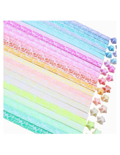 Paquete de 400 Hojas de Papel de Origami Brillante HYSTYLE - 20 Colores Luminiscentes