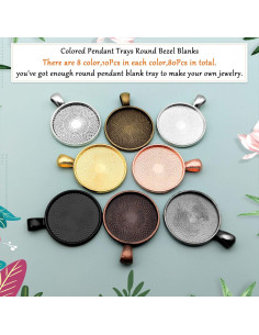 80 Piezas Bandejas Redondas Bezel Oubaka 25mm 8 Colores 2