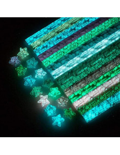 Paquete de 400 Hojas de Papel de Origami Brillante HYSTYLE - 20 Colores Luminiscentes 2