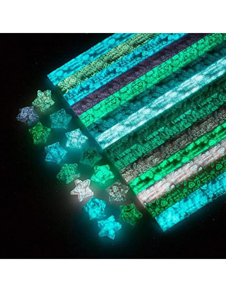 Paquete de 400 Hojas de Papel de Origami Brillante HYSTYLE - 20 Colores Luminiscentes