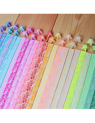 Paquete de 400 Hojas de Papel de Origami Brillante HYSTYLE - 20 Colores Luminiscentes