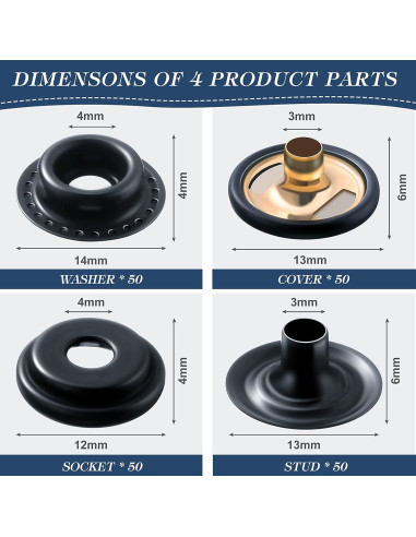 Kit de Broches a Presión Mudder - 12 Juegos con Herramientas