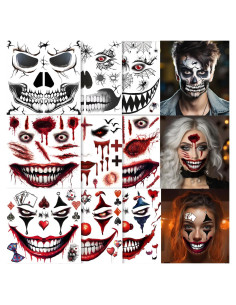 Tatuajes Faciales de Halloween ENYACOS - Payaso, Zombie, Heridas