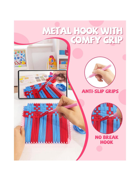 Kit de Telar para Niños CUUCUVA 18.5 cm con 192 Lazos