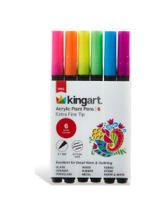 Marcadores de Pintura Neon KINGART Pro 0.7mm Set de 6 Colores