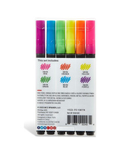 Marcadores de Pintura Neon KINGART Pro 0.7mm Set de 6 Colores 2