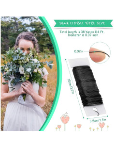Alambre Floral Hotop 34.7m Negro 22 Gauge para Manualidades 2