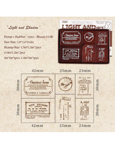 Set de 6 Sellos de Madera y Goma SIBLYMONA para Manualidades