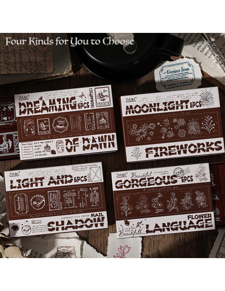 Set de 6 Sellos de Madera y Goma SIBLYMONA para Manualidades