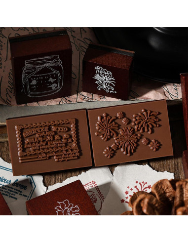 Set de 6 Sellos de Madera y Goma SIBLYMONA para Manualidades