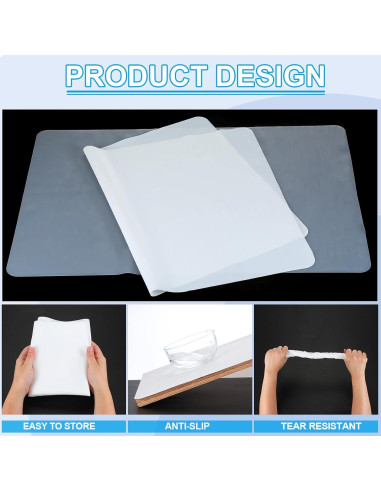 Alfombrilla de Silicona PATIKIL 3 Pcs 40x30 cm Blanca/Azul/Gris