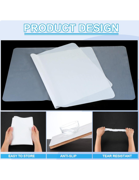 Alfombrilla de Silicona PATIKIL 3 Pcs 40x30 cm Blanca/Azul/Gris