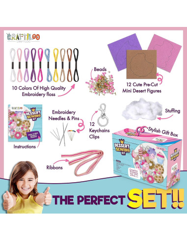 Kit de Costura para Niños CRAFTILOO - 12 Proyectos de Fieltro