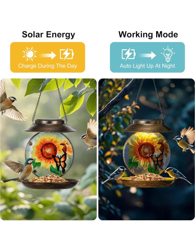 Comedero de Aves Solar VESTCDF Girasoles y Mariposas 0.64 kg