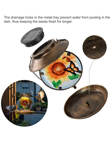 Comedero de Aves Solar VESTCDF Girasoles y Mariposas 0.64 kg