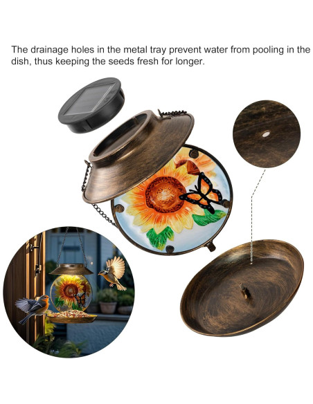 Comedero de Aves Solar VESTCDF Girasoles y Mariposas 0.64 kg