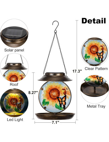 Comedero de Aves Solar VESTCDF Girasoles y Mariposas 0.64 kg