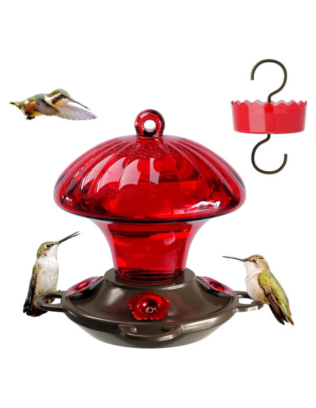 Comedero para Colibríes Auslar 0.44L Vidrio Rojo Colgante