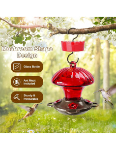 Comedero para Colibríes Auslar 0.44L Vidrio Rojo Colgante 2