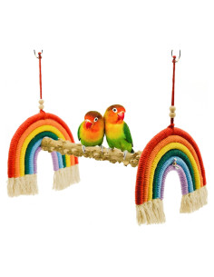 Columpio para Loro Arcoíris Zizaiji - Juguete de Madera Natural 33cm