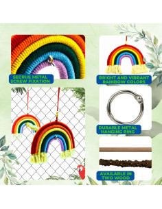 Columpio para Loro Arcoíris Zizaiji - Juguete de Madera Natural 33cm 2