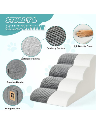 Escalera para Perros IFNOW 4 Pasos 40 cm Antideslizante Gris