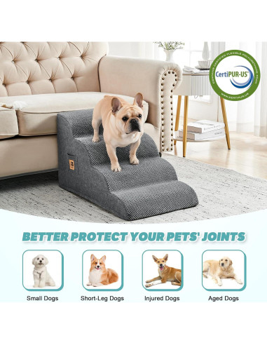 Escalera para Perros IFNOW 4 Pasos 40 cm Antideslizante Gris