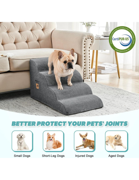 Escalera para Perros IFNOW 4 Pasos 40 cm Antideslizante Gris