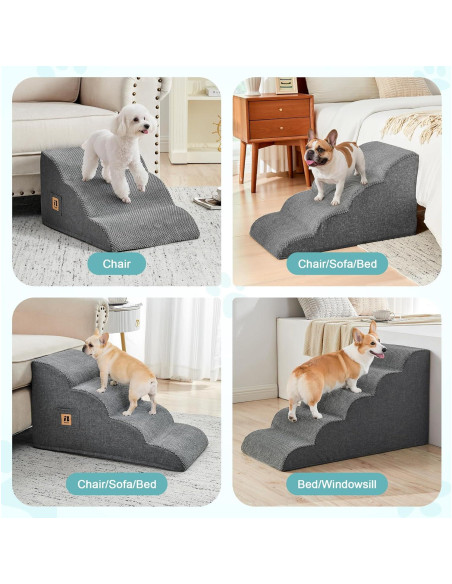 Escalera para Perros IFNOW 4 Pasos 40 cm Antideslizante Gris