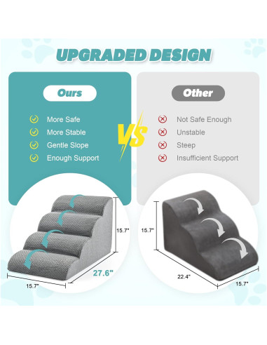 Escalera para Perros IFNOW 4 Pasos 40 cm Antideslizante Gris